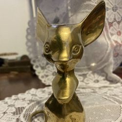 5” vintage brass mouse figure