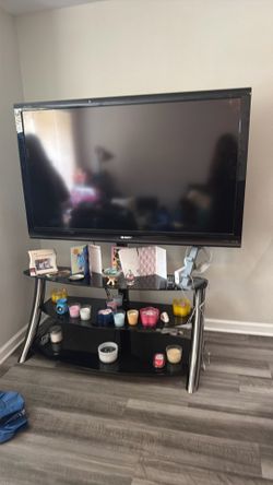 Sharp digital tv and glass stand