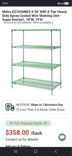 Metro Super Erecta 4-Tier Commercial Shelving Rack – 36”x18”x74” – New
