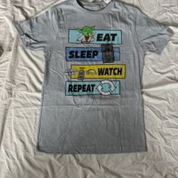 Disney Parks Star Wars Youth Large T Shirt Brand New NWT Yoda Eat Sleep Watch Repeat 