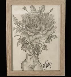 Self love Art Flower 9”x12” Sketch