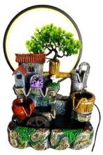 Fuente Aldea con Aro de Luz LED y Árbol – Mayoreo $29