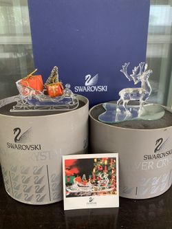 Swarovski Crystal Santa Sleigh Set
