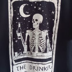 Skeleton Tarot Card The Drinker Tshirt 