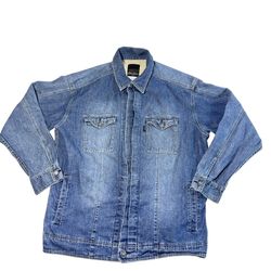 Vintage Sean John Denim Jacket Men Large Blue Heavy Duty Carpenter Hip Hop Y2K