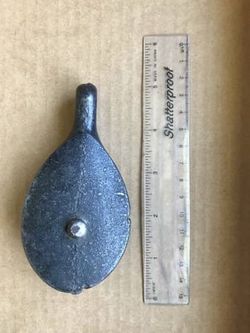 Antique Cast Iron Single Wheel Fixed Eye 4 1/2" Heavy Duty Pulley