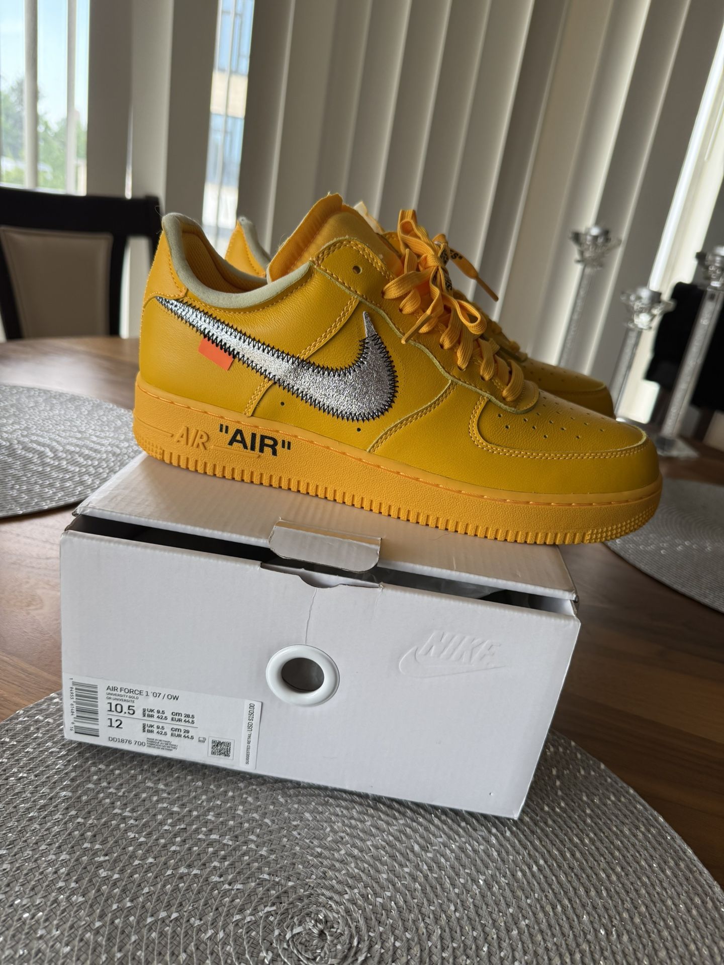 Nike Off White Air Force 1 Low Lemonade/University Gold