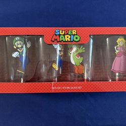 Super Mario Glass Cup Set (16FL OZ/473 ML)