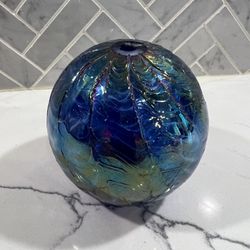 Designer Hand Blown Art Glass.  OBG.  Cobalt Blue Medium Bubble Lamp