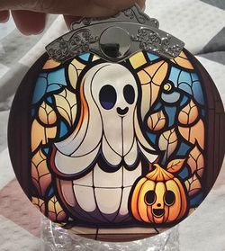 Halloween Ghost Stained Glass Style Ornament