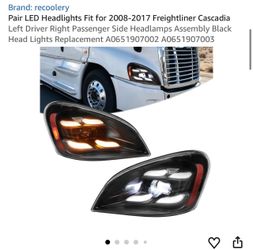 LED Headlights Pair for 2008-2017 Freightliner Cascadia