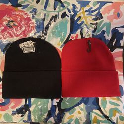 The Dynamic Duo: Basico Red and Black Beanies Authentic 