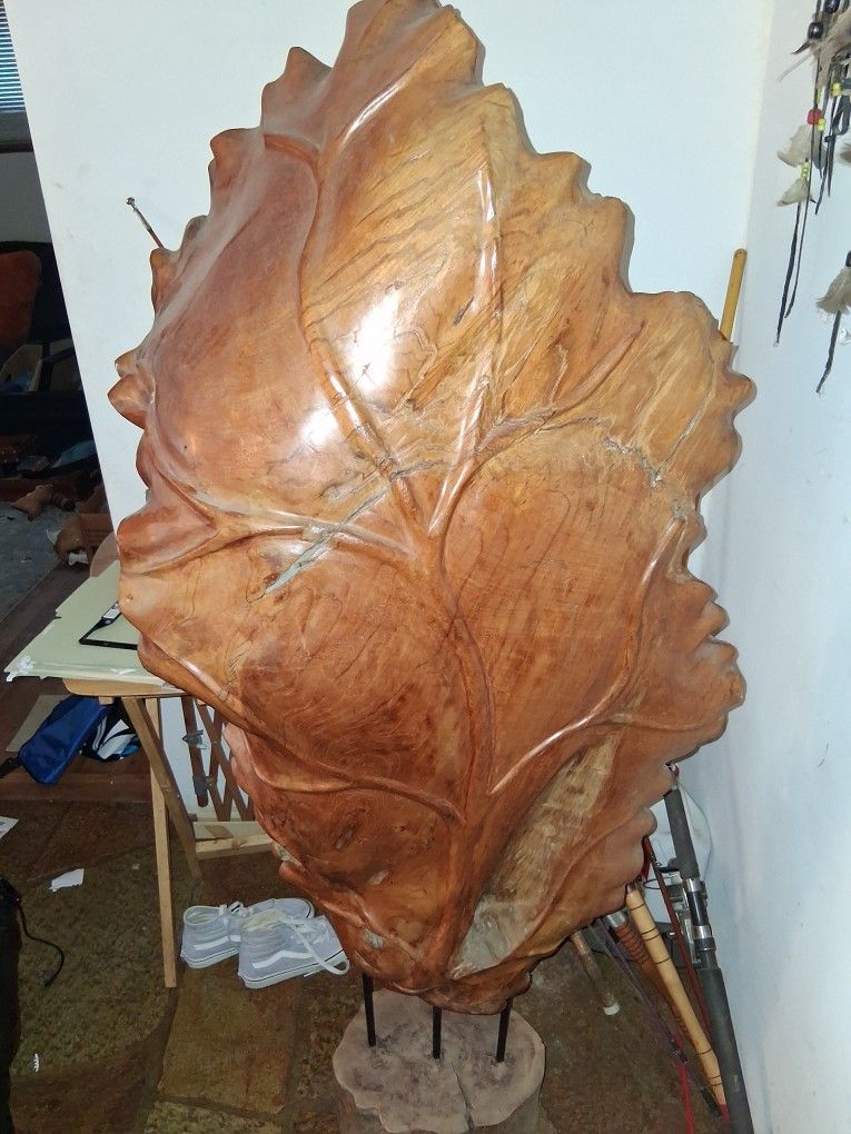 Antique Teak Leaf Sculpture