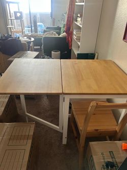 Ikea fold-out wood dining table