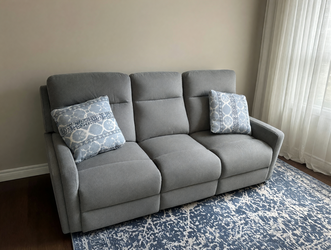 2024 Rooms to Go Grey 3-Piece Reclining Sofa Set – Like New - Katy, TX