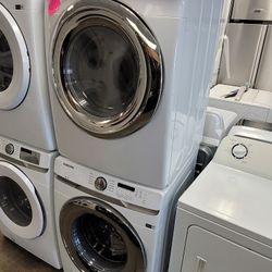 Samsung Front Loading Washer And Stackable Gas Dryer Set 