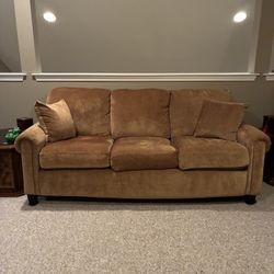 Sleeper Pullout Bed Sofa Couch Neutral Tan Soft Comfy Comfortable