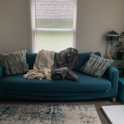 IKEA sleeper sofa couch queen w Slip Cover, comforter, throw and sheet set.