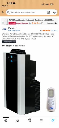 Whynter ARC-14S 14,000 BTU Dual Hose Portable Air Conditioner