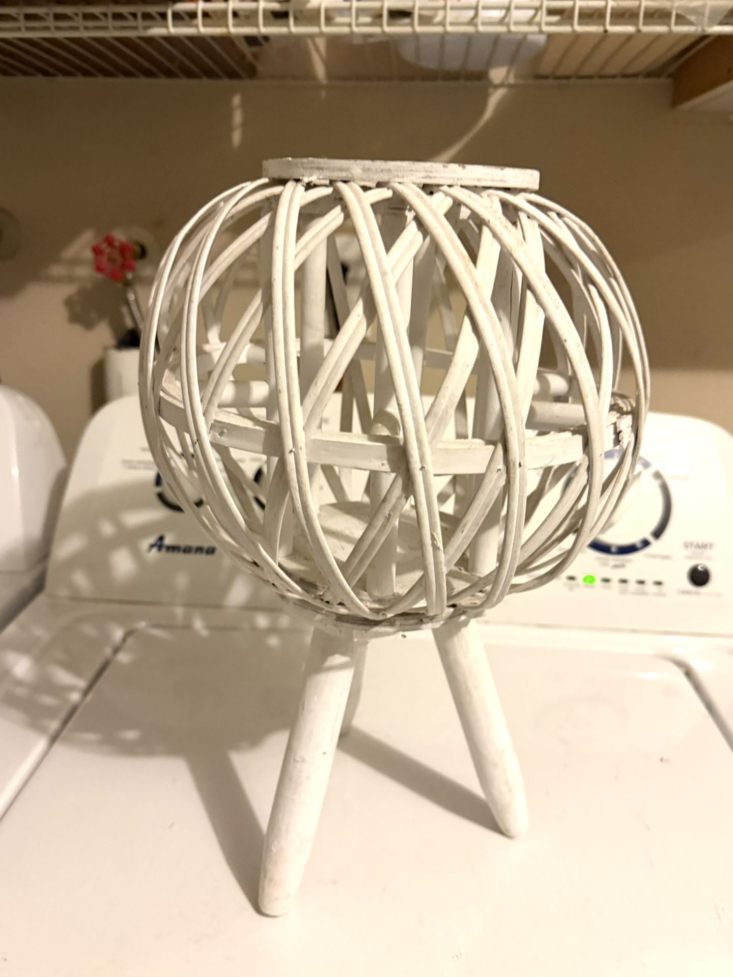 Wood Wicker, Plant Holder Or Battery Operated Candle Holder