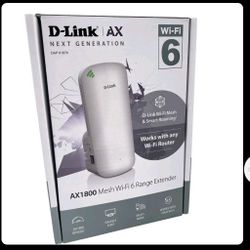 D-Link AX1800 Mesh Wi-Fi 6 Range Extender- Cover up to 2600 sq.ft- Dual Band, MU-MIMO, Mesh, WPA3, Booster, Repeater, Access Point, Extend Wi-Fi 