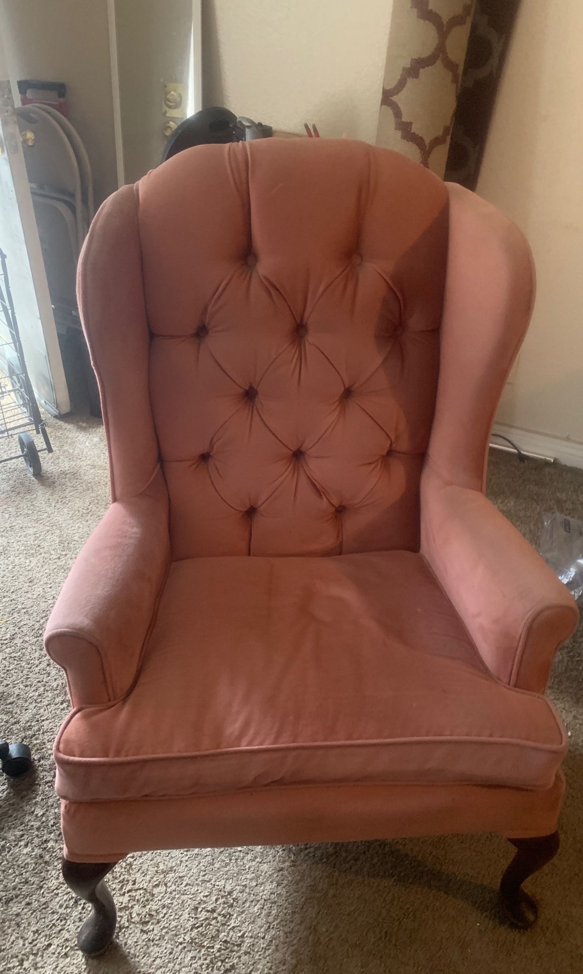 Vintage pink velvet antique chair