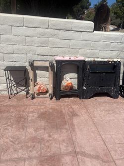 Free saw horses,glass jars,small metal stand