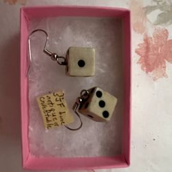 Antique 50’s Bone Dice Earrings