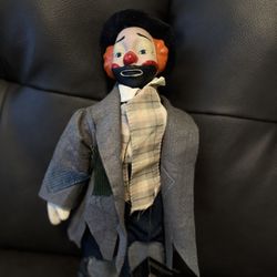 House of Lloyd’s Porcelain 14" Hobo Clown Doll with Stand and Tags 