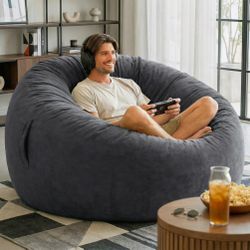Codi 4 FT Bean Bag Chairs for Adults, Large Beanbag with Filler, Grey
