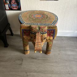 Hindu Elephant Side Table/plant Stand Pair