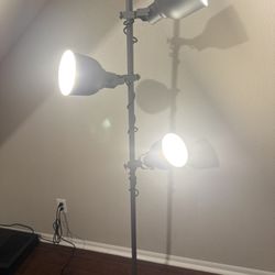 Gray IKEA Hektar Multi Lamp w/ Phillip Hue Bulbs