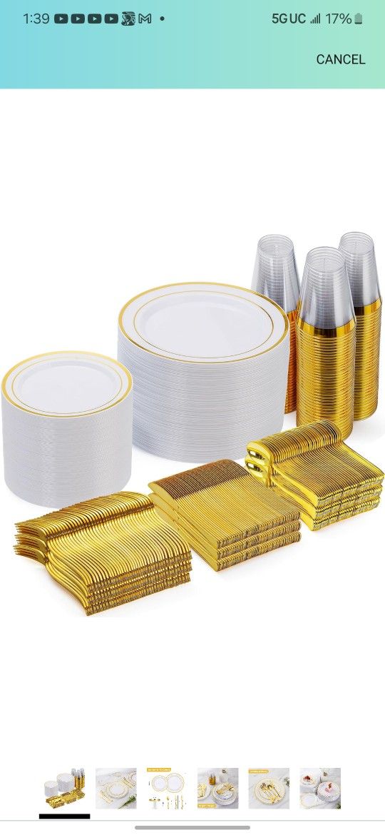 Goodluck 600 Pices Party Gold Set For 100 Guest