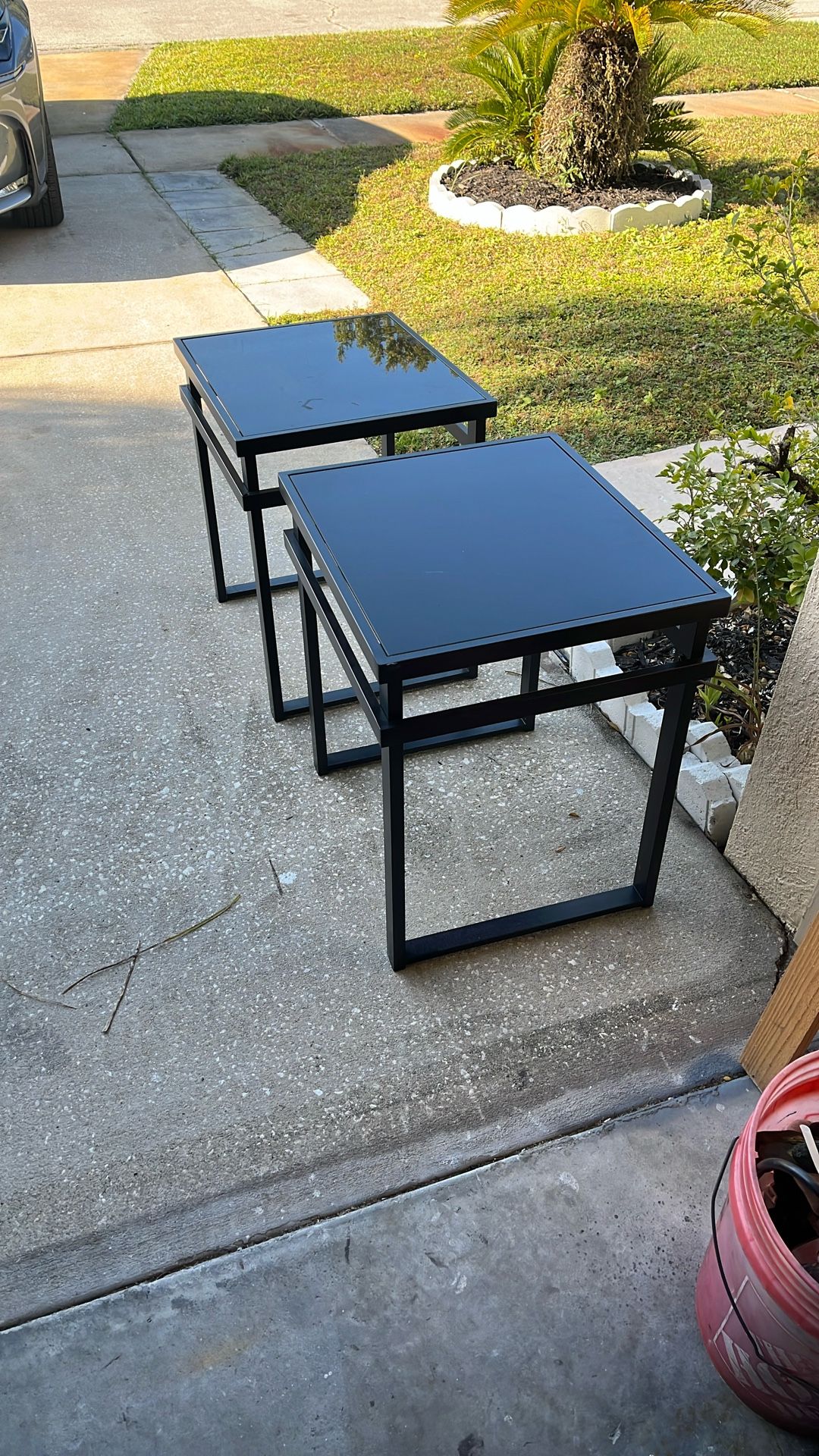 2  Removable Glass Top Tables 