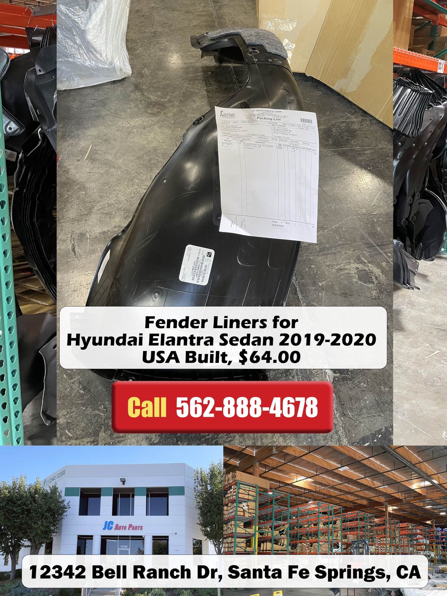 Fender Liners for Hyundai Elantra Sedan 2019 2020 USA Buiilt