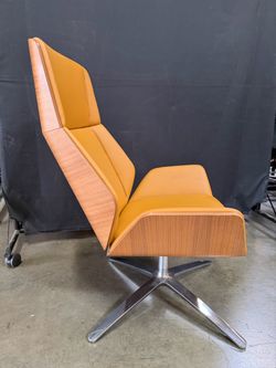 Modern High-Back Lounge Chair with Wood Shell