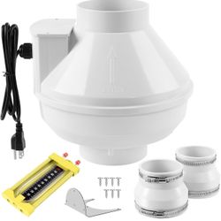 Radon Fan Kit, with Rubber Couplers (4 to 3 Inch，fits 3" PVC), Quiet 260 CFM Quickly Mitigate Radon, Air Pressure Indicator, Ip67 Waterproof, Radon Mi