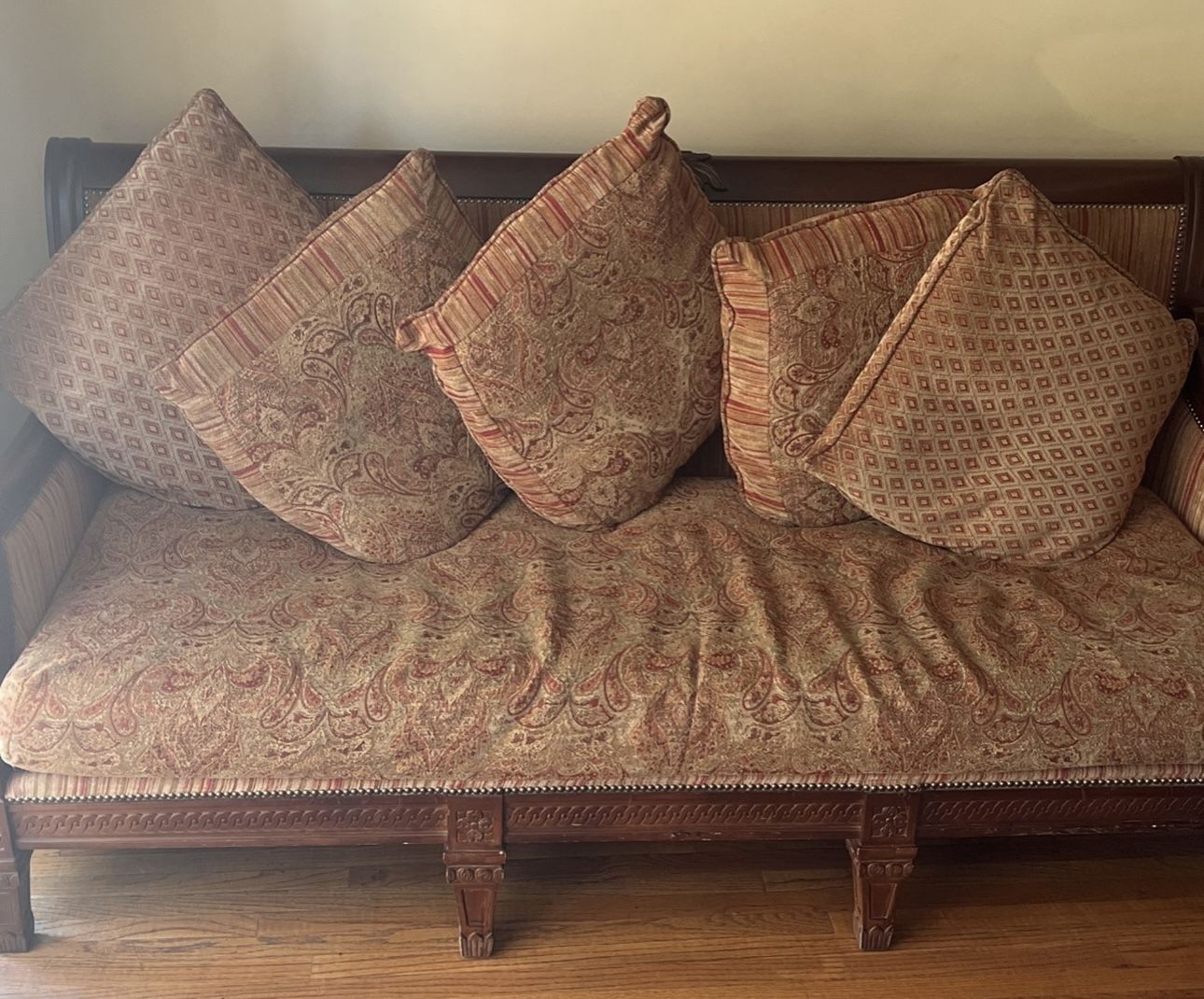 Wood Couch With Pillows
