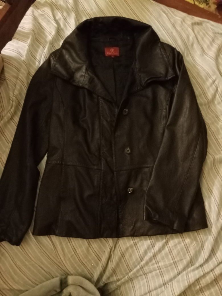 Colehaan Woman's Large Black Leather Jacket 