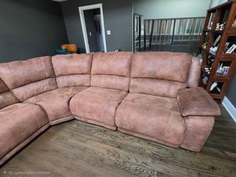 Sectional fabric couch with power recliners
