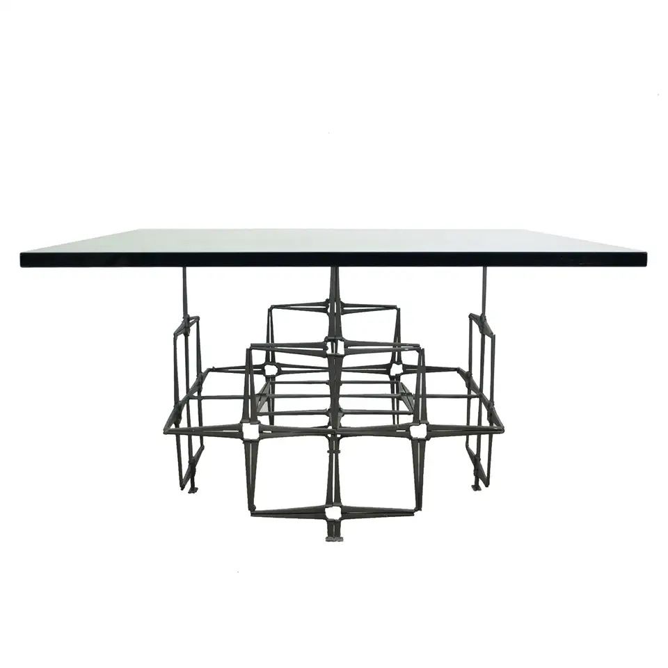 Tri Mark Studio Brutalist Coffee Table Steel Masonry Nails Paul Evans Style