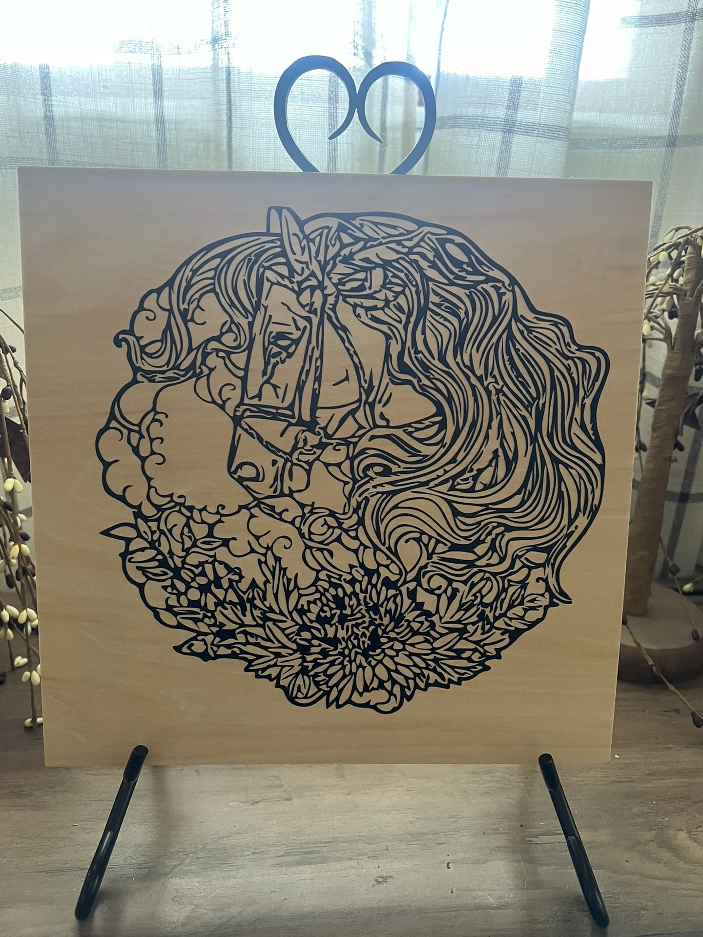 Horse On Wood For Kids To Color