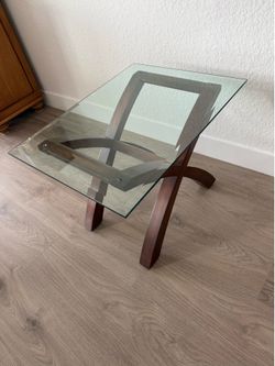 Wood and Glass End Table