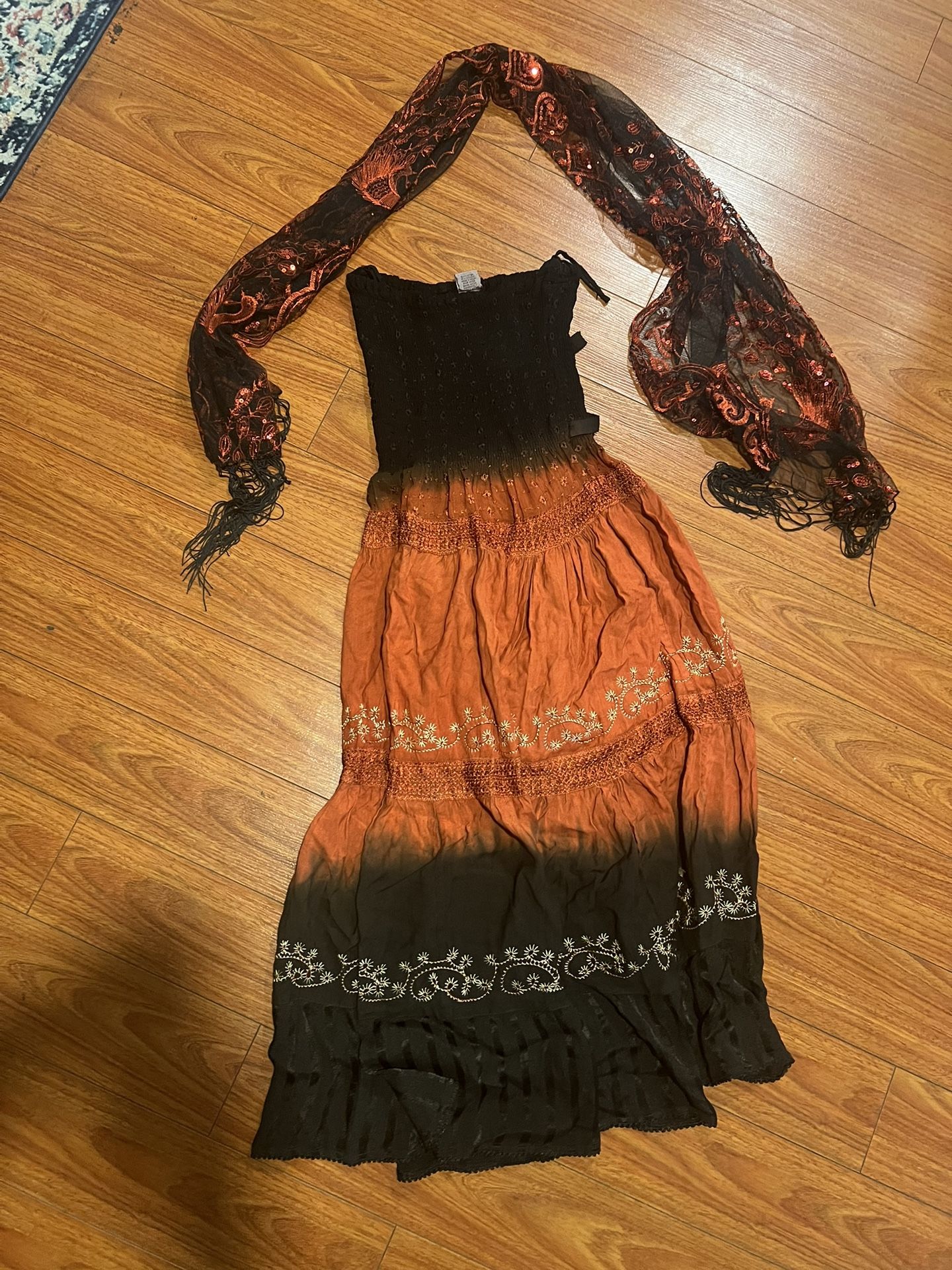 Women’s Gypsy Bohemian Dress Costume One Size