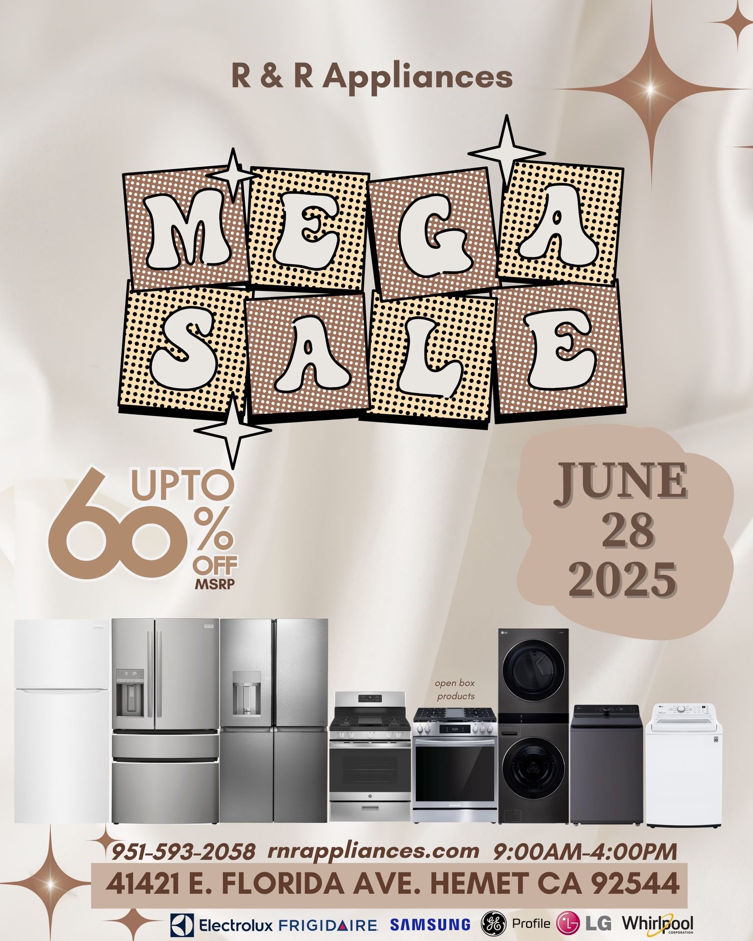 Mega Sale @ R & R Appliances In Hemet This Saturday June 28th!!!!