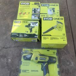 Rioby 18v Blower 18v Hammer Drill 18v 5 Pieces New Tool Only 