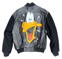 Vintage Daffy Duck Leather Varsity Jacket