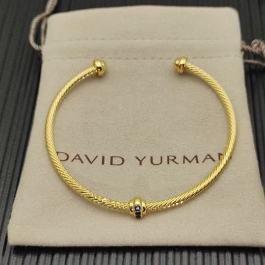 David Yurman 3mm gold ball studded diamond bracelet