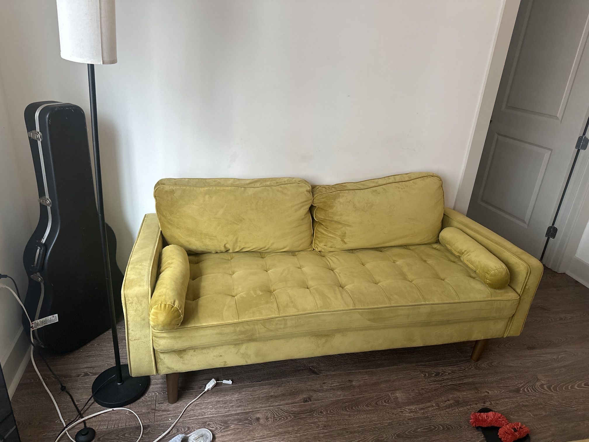 Modern Green Velvet Couch – Great Condition!