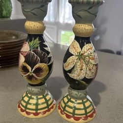 Tracy Porter Candlesticks Stone House Farm Goods Floral Original Price Tag $275